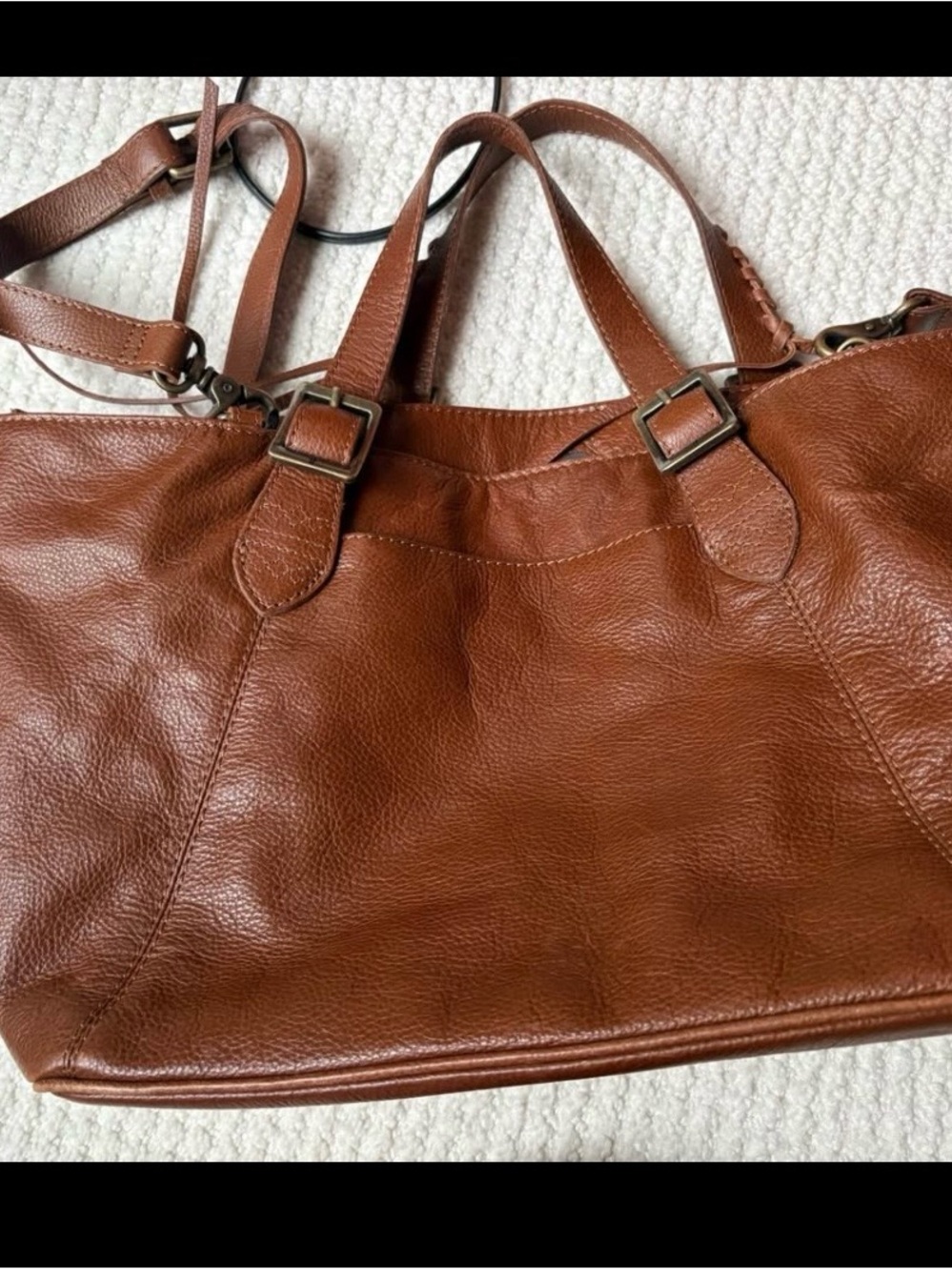 Frye Cognac Brown Leather Shoulder Tote - Picture 4 of 10